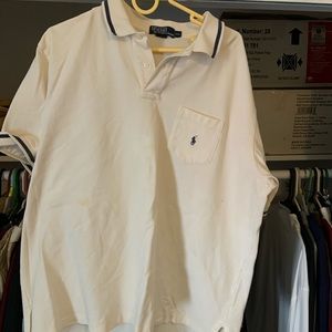 White and blue polo shirt xxl